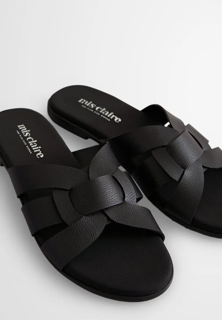 Stazie Woven Design Flat Slip-On Sandals