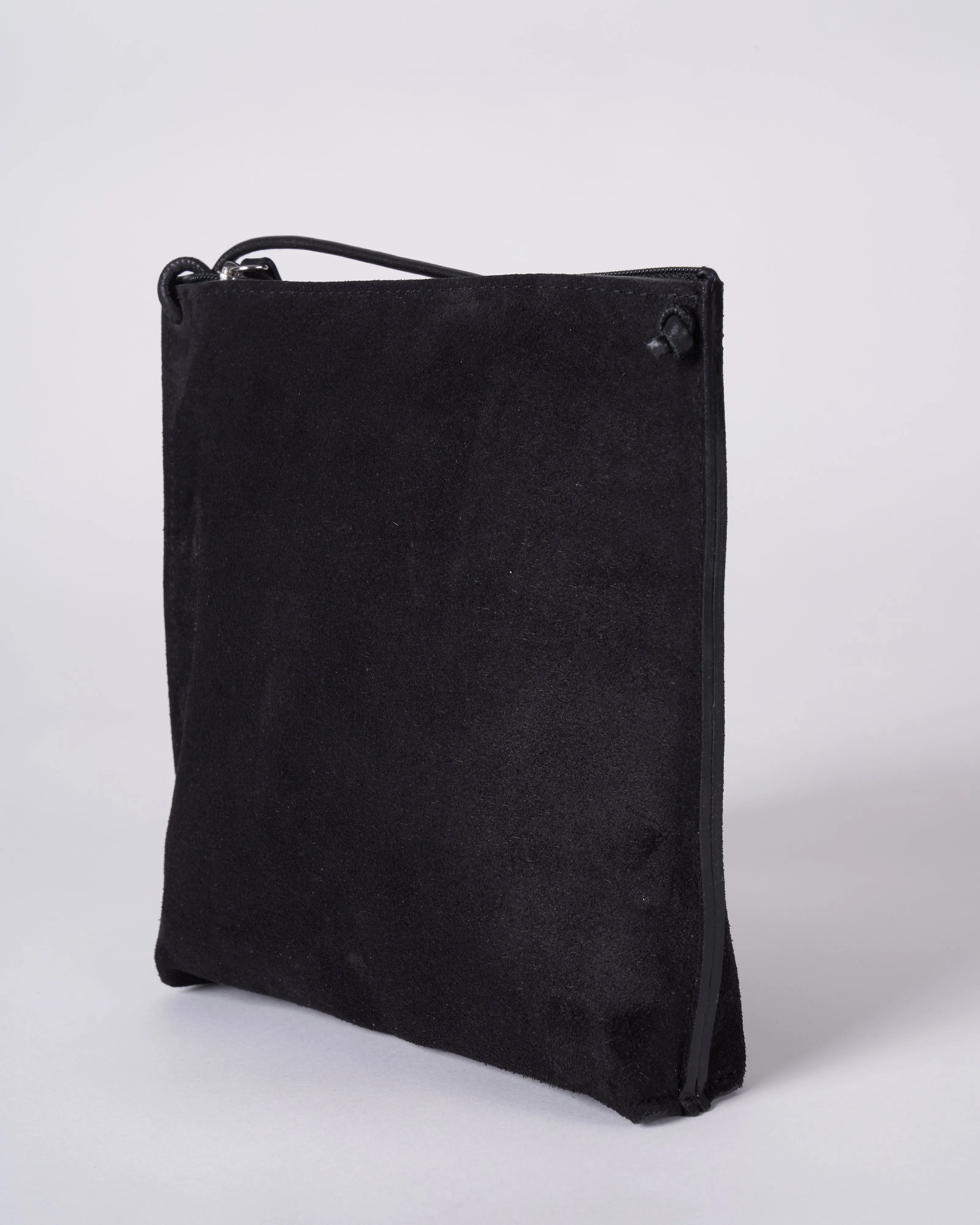 strappy pouch - black suede