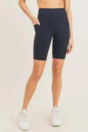 Tapered Band Essential Biker Shorts in Black
