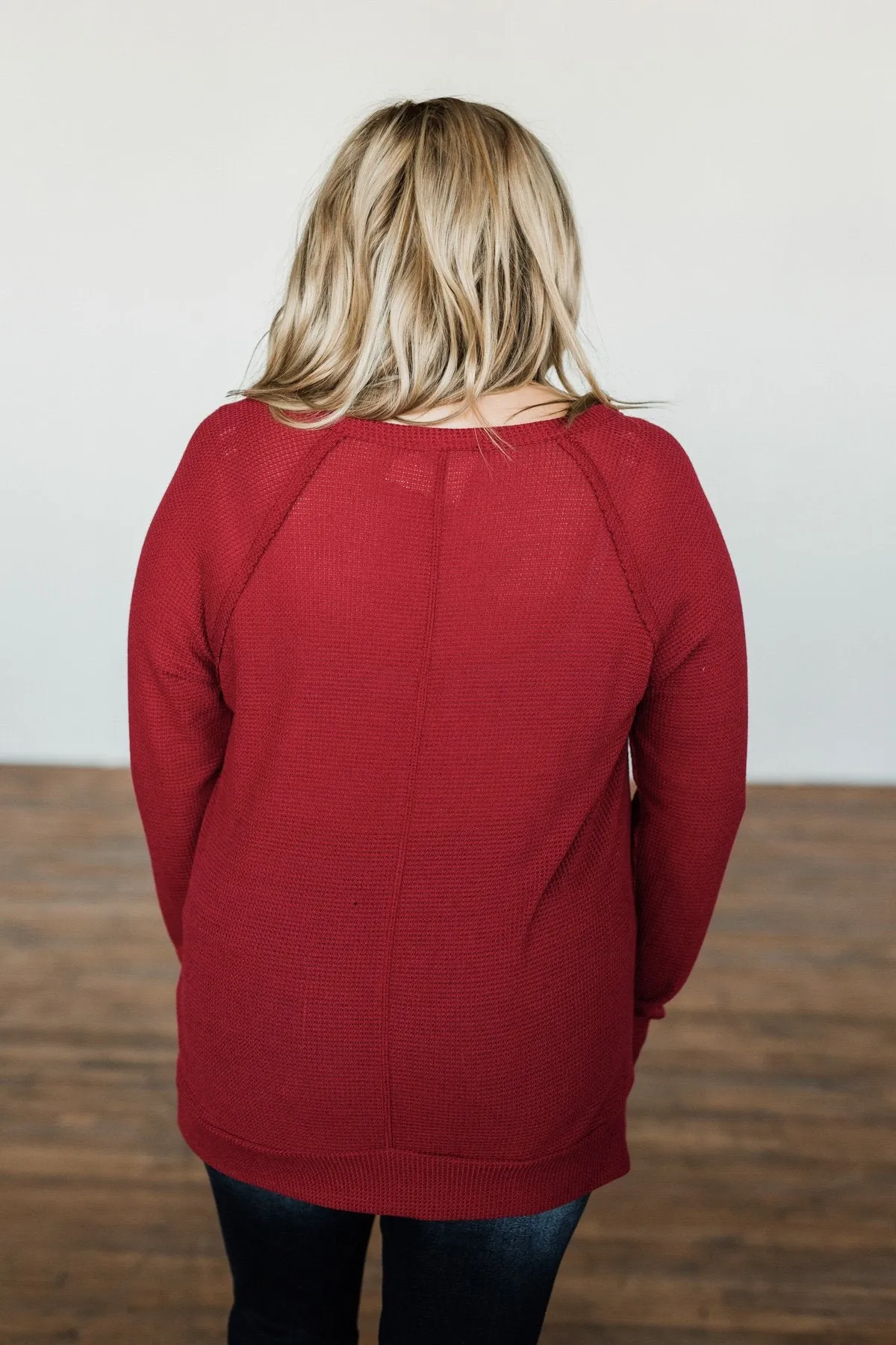 There You Go Again Thermal Notch Top- Cranberry Red