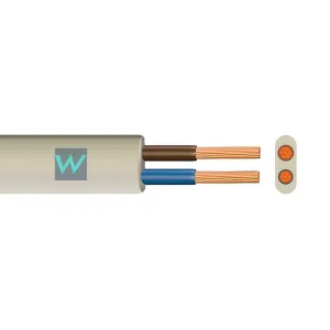 Time 2192Y 2 Core Flat Flexible 0.75mm White Cable - 10M