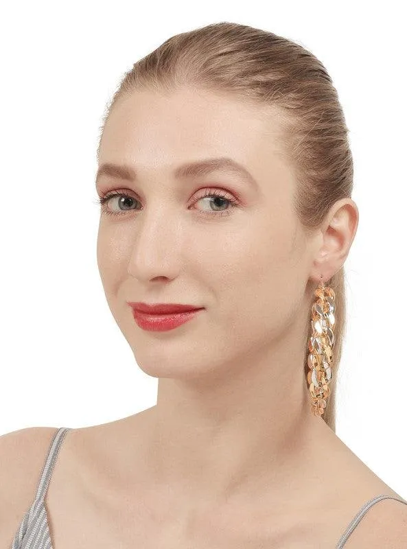 Twisted Golden Silver Chain Hoop Earrings