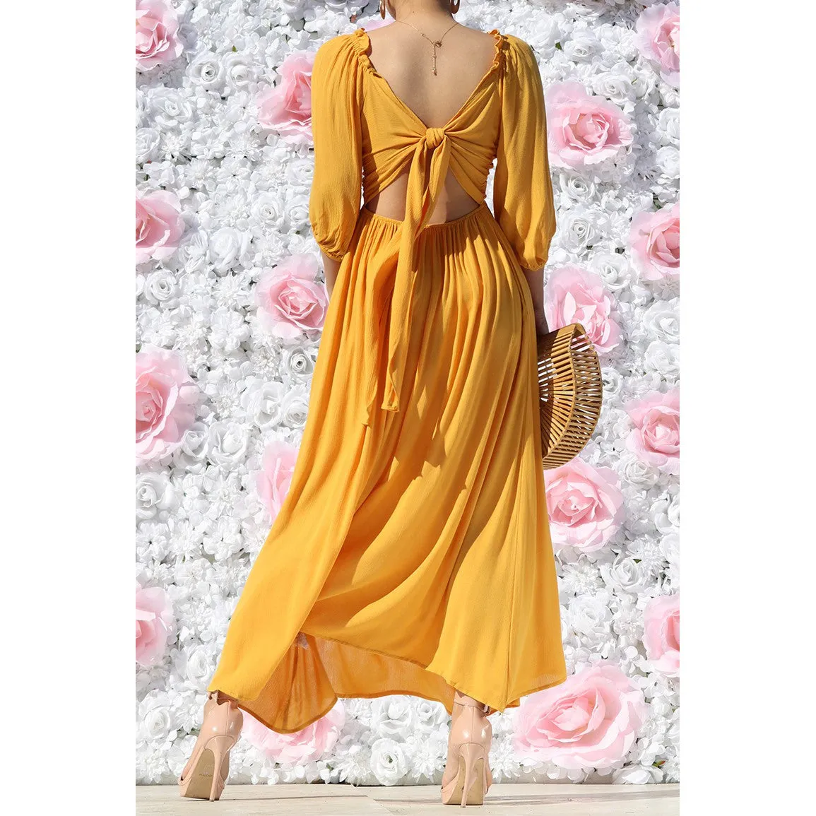 V NECK WOVEN DRESS