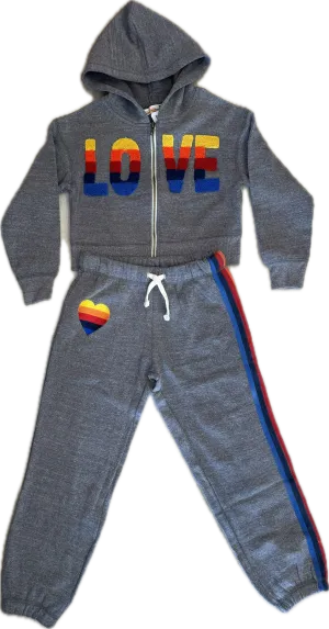 Vintage Havana- Charcoal Chenille Heart & Stripe Set