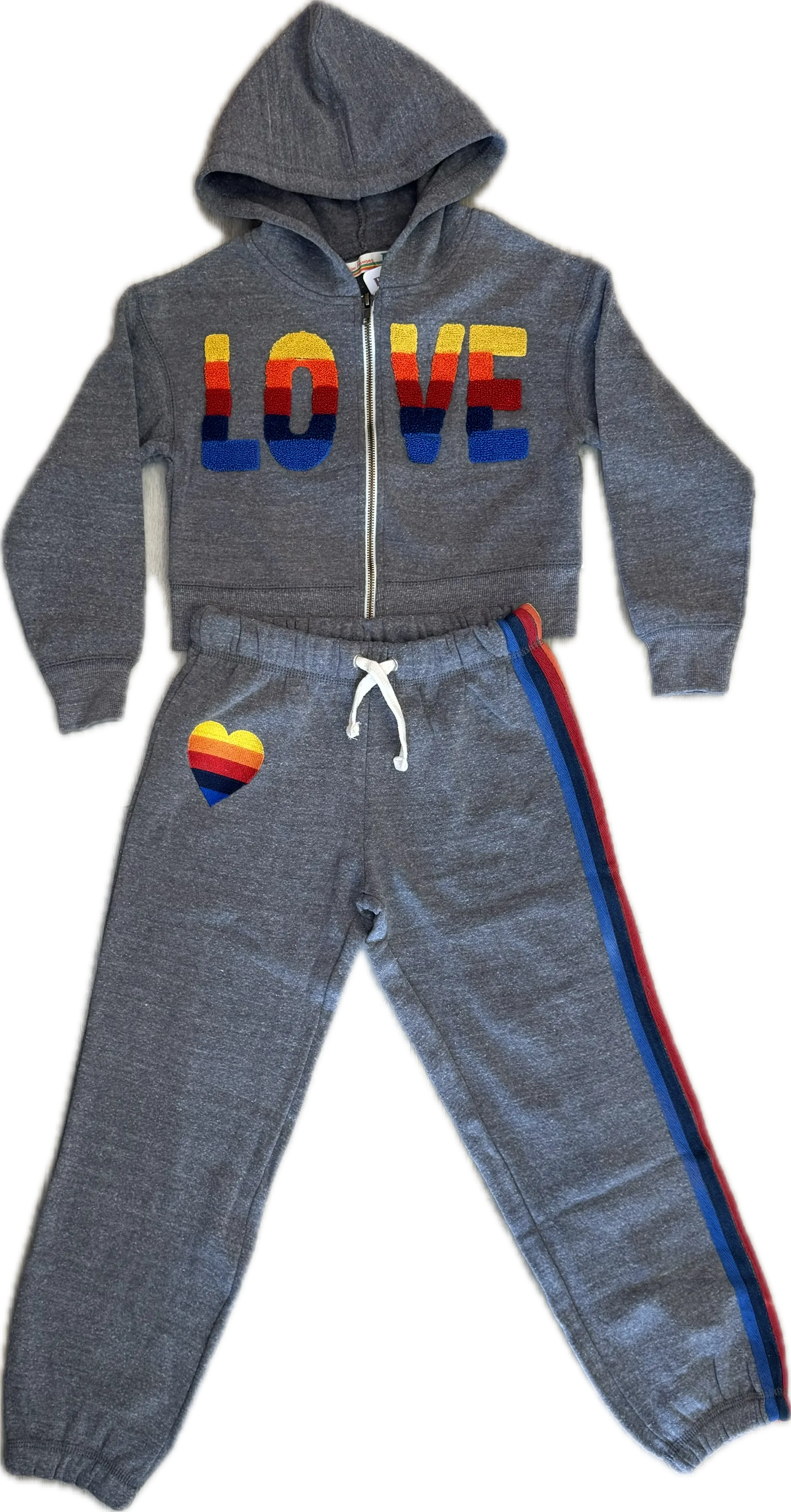 Vintage Havana- Charcoal Chenille Heart & Stripe Set
