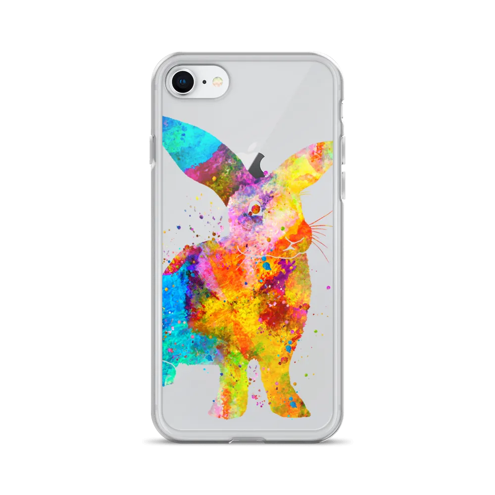Watercolor Bunny Rabbit Clear iPhone Case