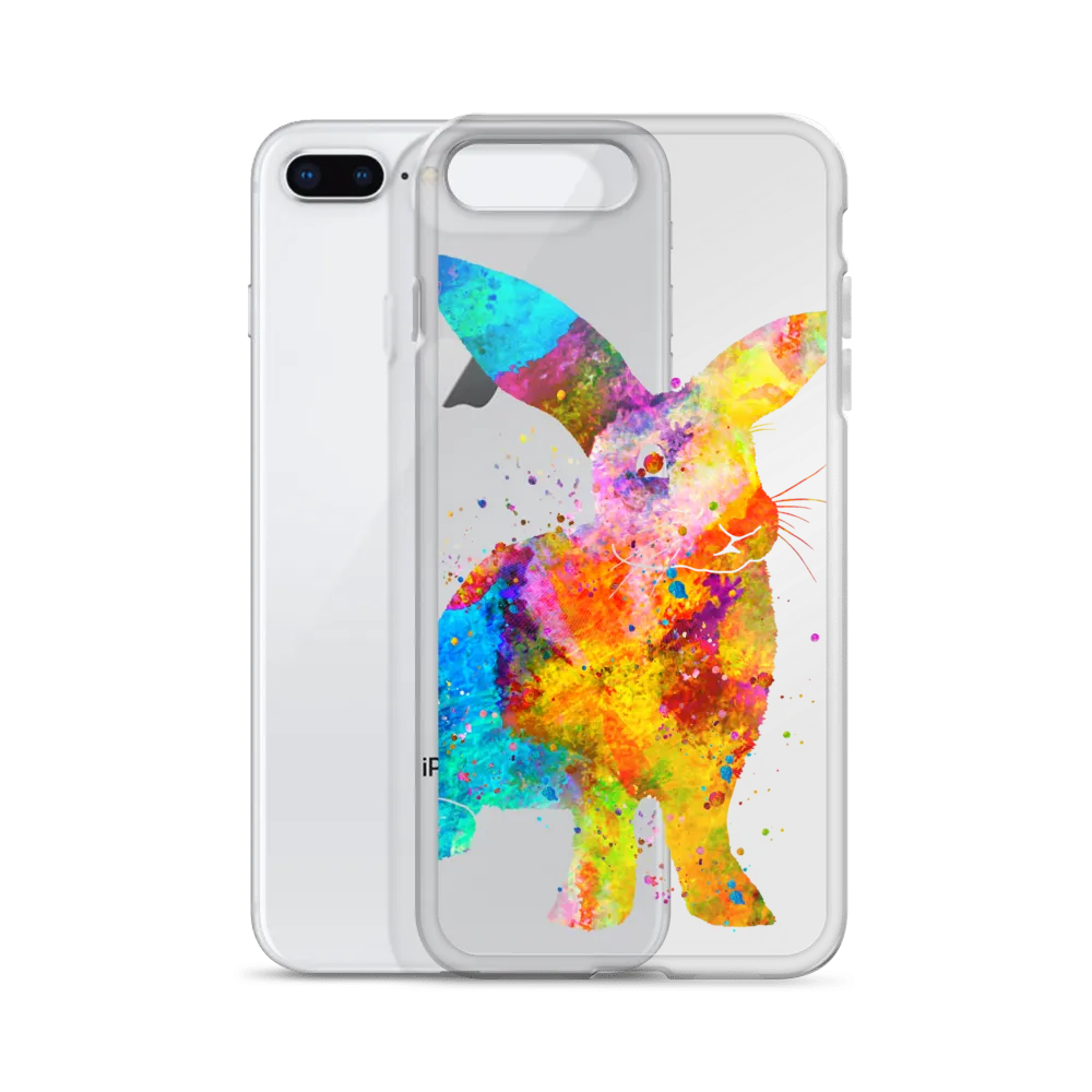 Watercolor Bunny Rabbit Clear iPhone Case