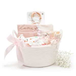 Watercolor Floral | Organic Baby Gift Basket 7pcs | Baby Girl