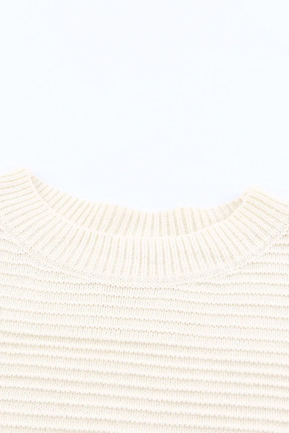 White Buttoned Shoulder Drop Shoulder Striped Sweater