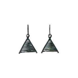 Wishbone Woven Oxidized Silver Earrings