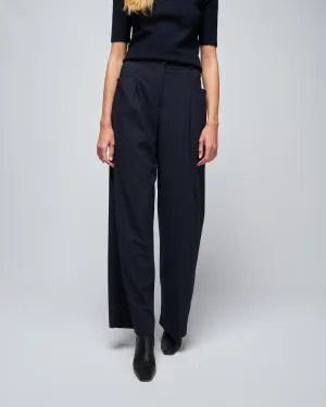 woman pant with darts - navy blue