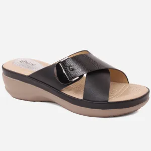 Women "IRIS" Low Wedge Heel Slip On Slippers