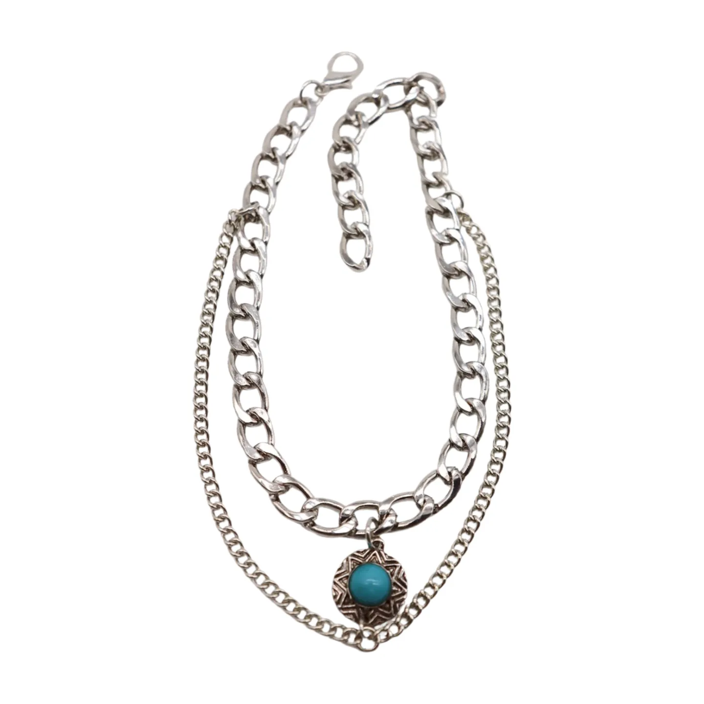 Women Silver Metal Boot Chain Bracelet Shoe Anklet Wave Turquoise Coin Charm