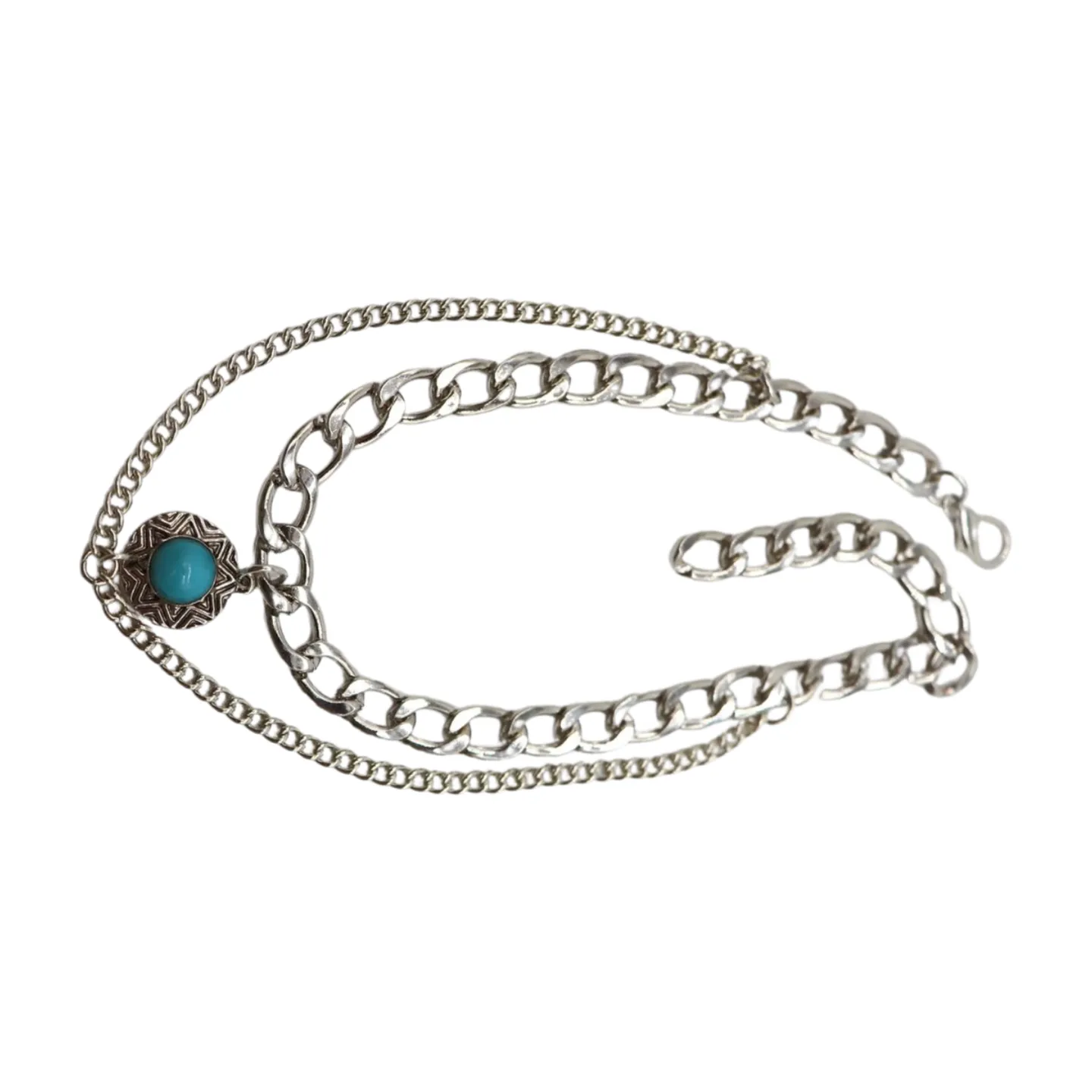 Women Silver Metal Boot Chain Bracelet Shoe Anklet Wave Turquoise Coin Charm