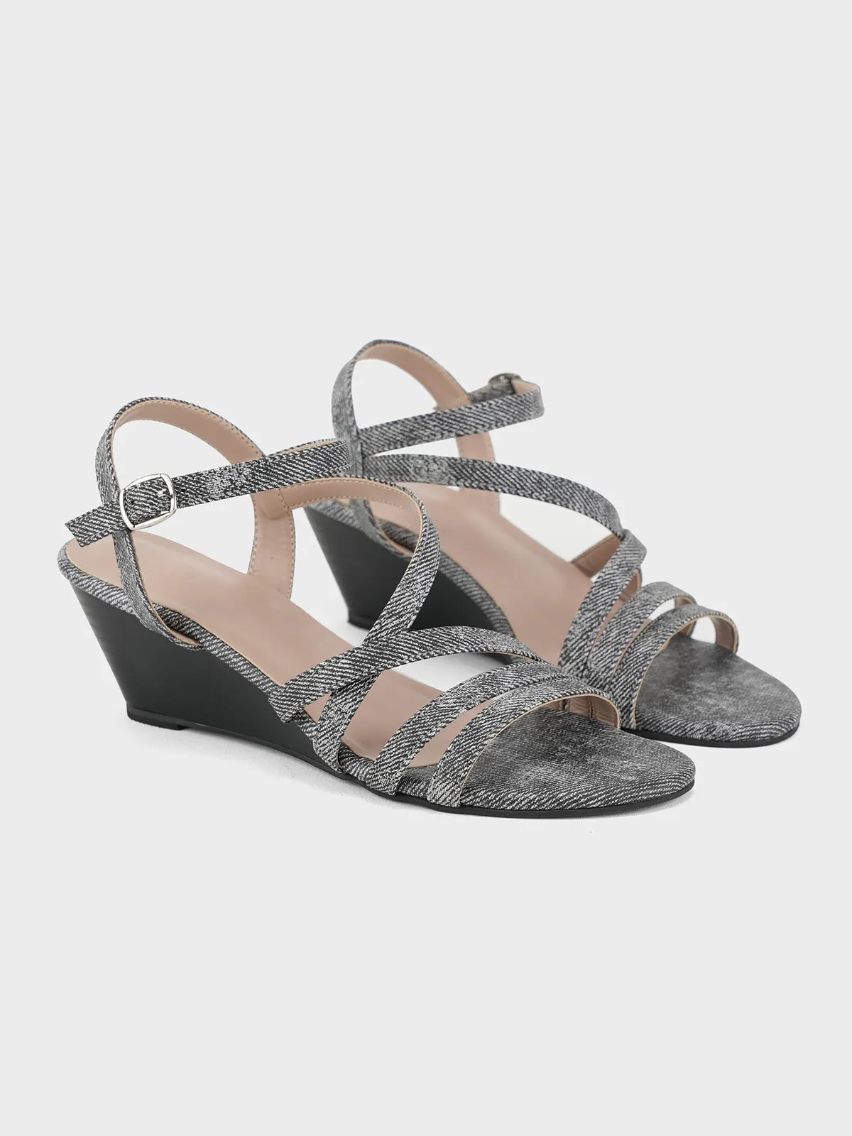 Womens "AKERA" Crossover Wedge Sandals