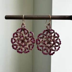 Woven Pink Blossom Earrings