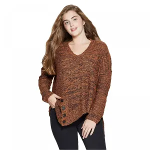 Xhilaration Women's V-Neck Oversized Side Button Asymmetrical Sweater