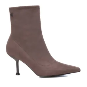 Xti Suede Sock-Style Ankle Boots in Taupe