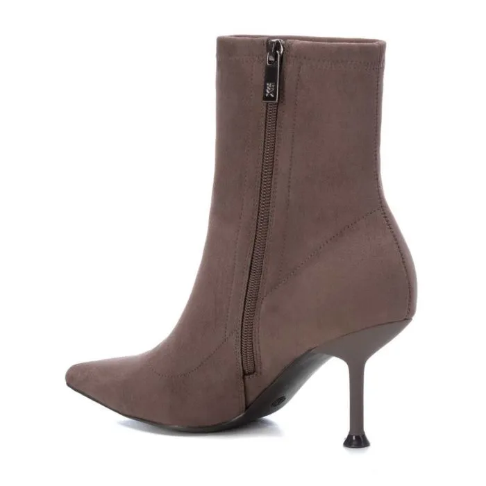 Xti Suede Sock-Style Ankle Boots in Taupe