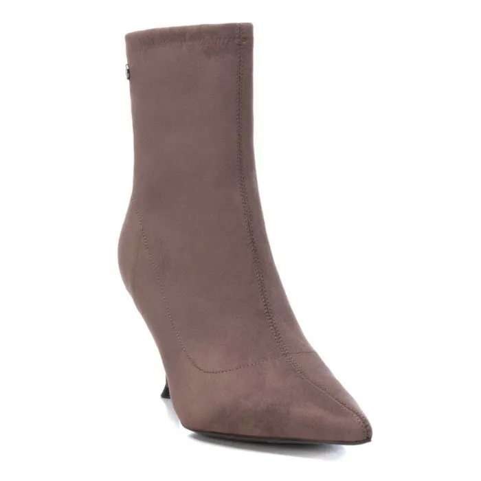 Xti Suede Sock-Style Ankle Boots in Taupe