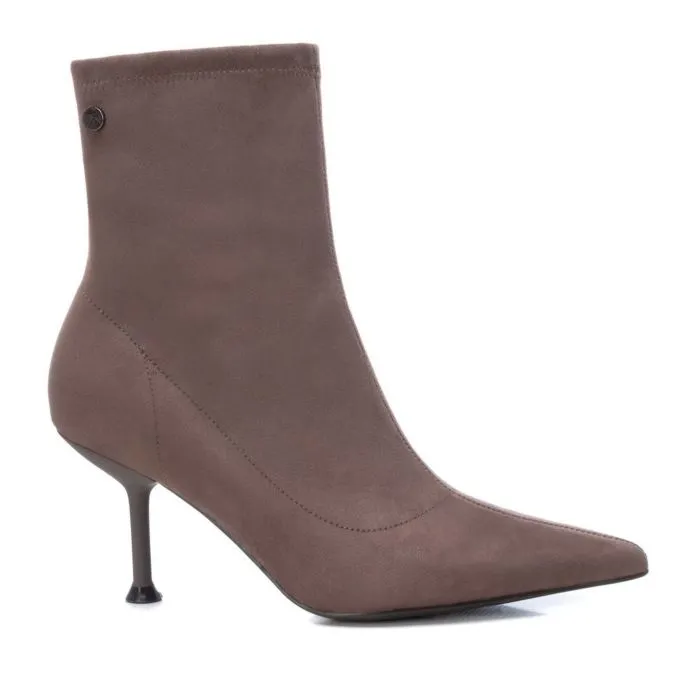 Xti Suede Sock-Style Ankle Boots in Taupe