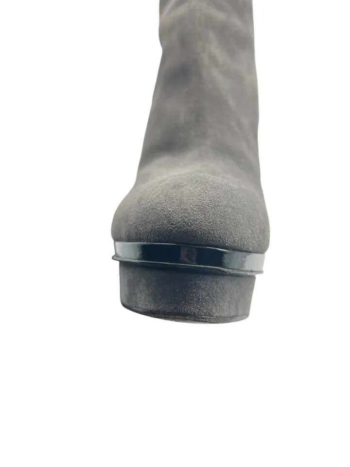 YSL Grey Rive Gauche Suede Boots Women Size 8