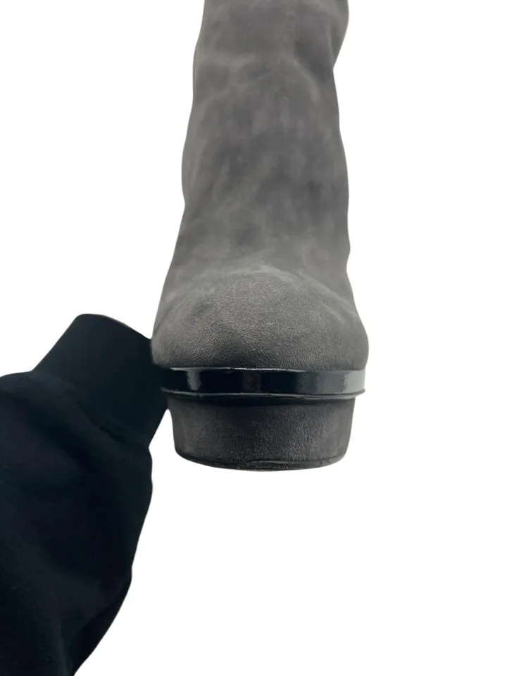 YSL Grey Rive Gauche Suede Boots Women Size 8