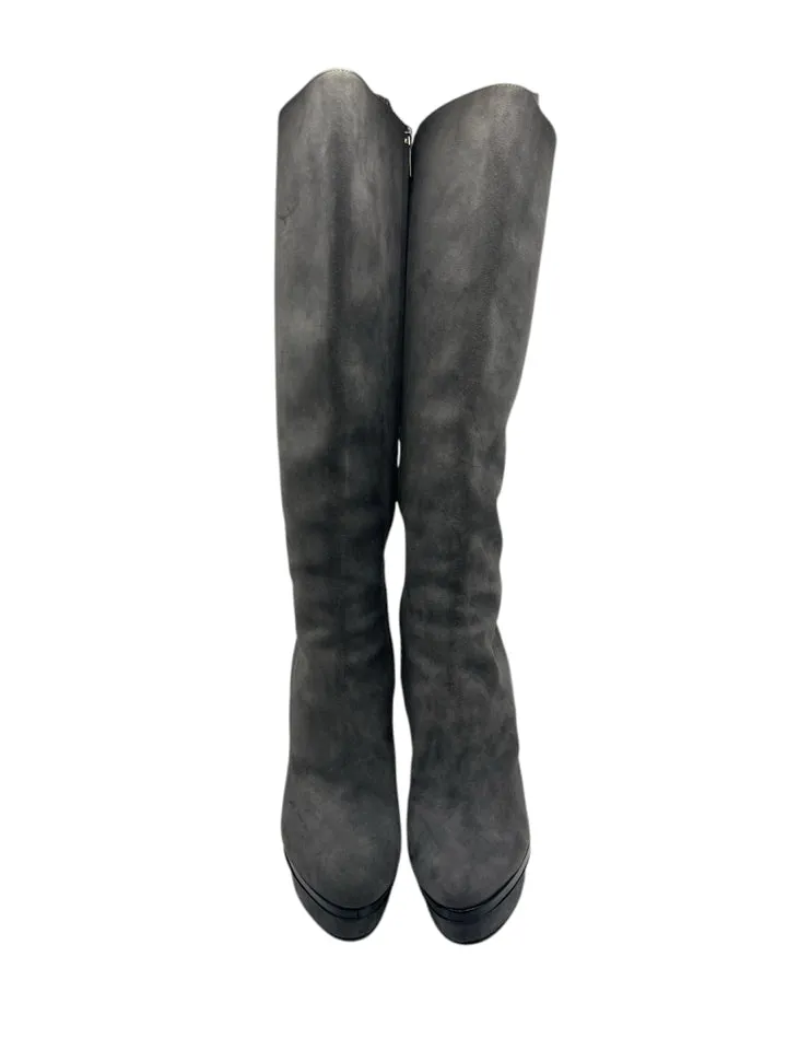 YSL Grey Rive Gauche Suede Boots Women Size 8