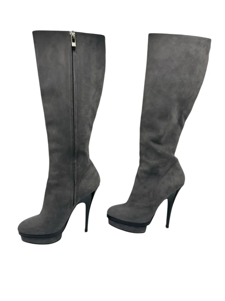 YSL Grey Rive Gauche Suede Boots Women Size 8