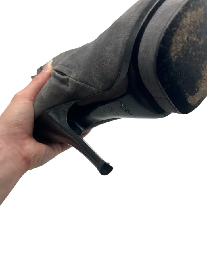 YSL Grey Rive Gauche Suede Boots Women Size 8