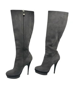 YSL Grey Rive Gauche Suede Boots Women Size 8