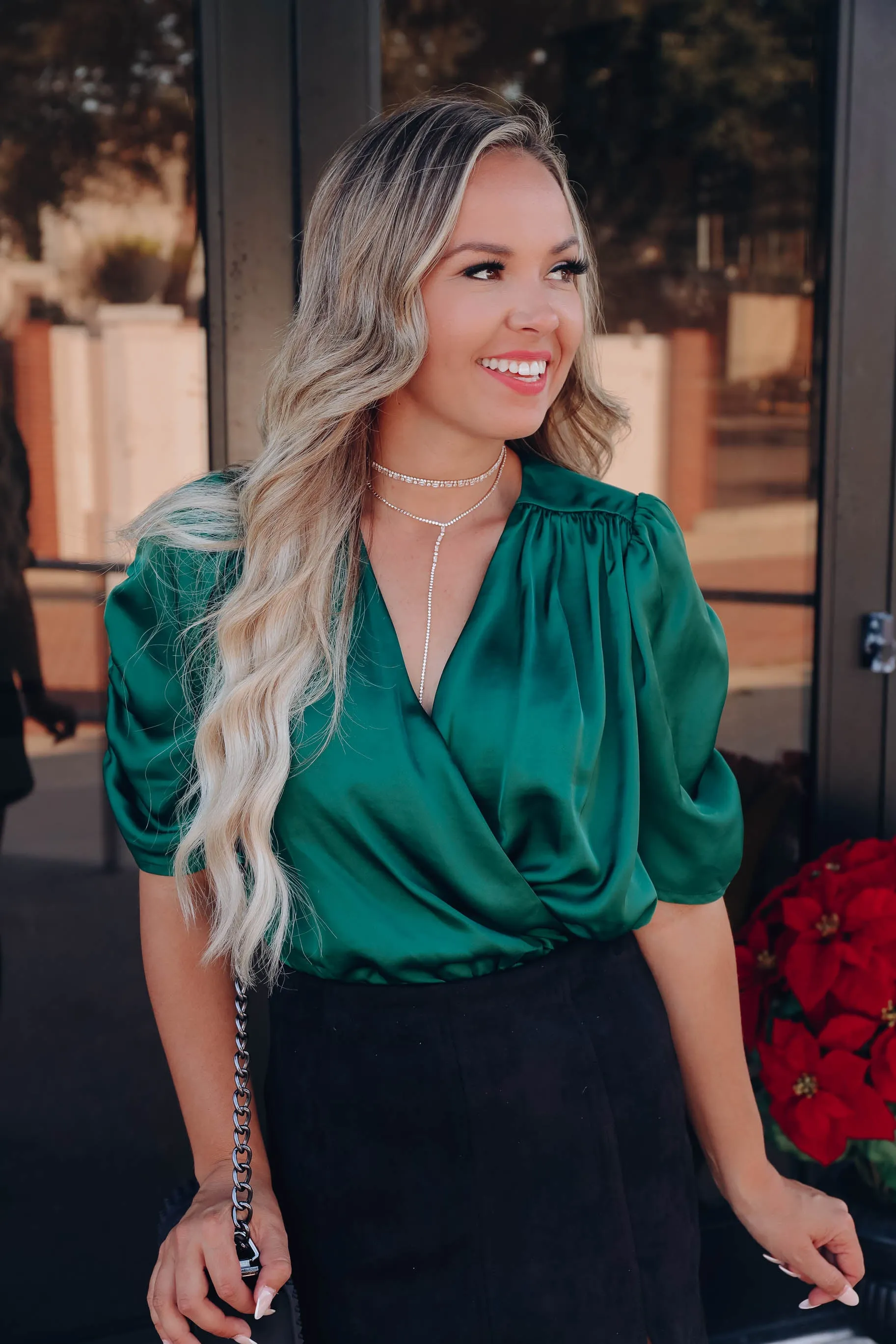 Zaitun Wrap Front Bodysuit - Green