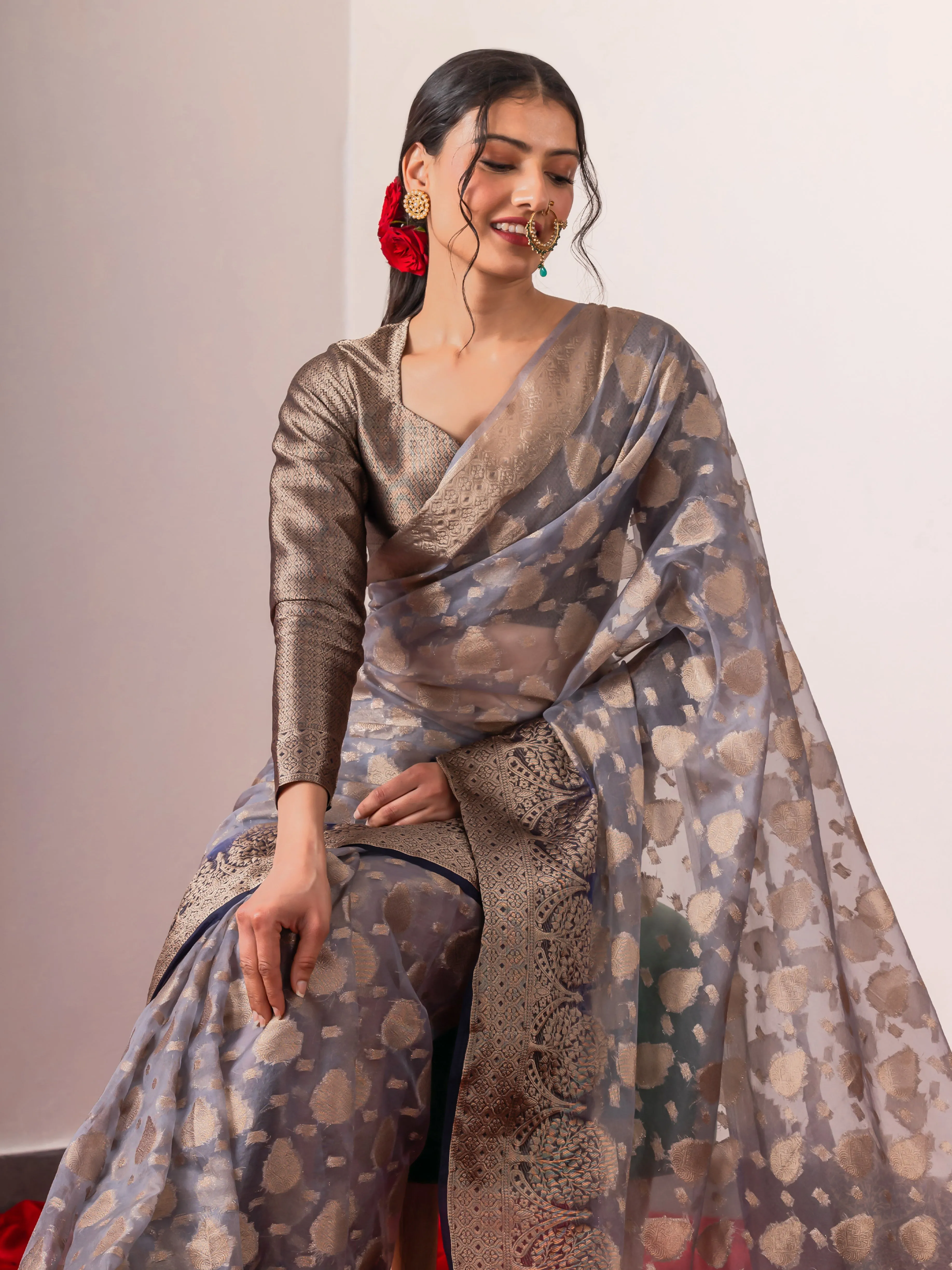 Zoya Organza Saree with Blouse fabric