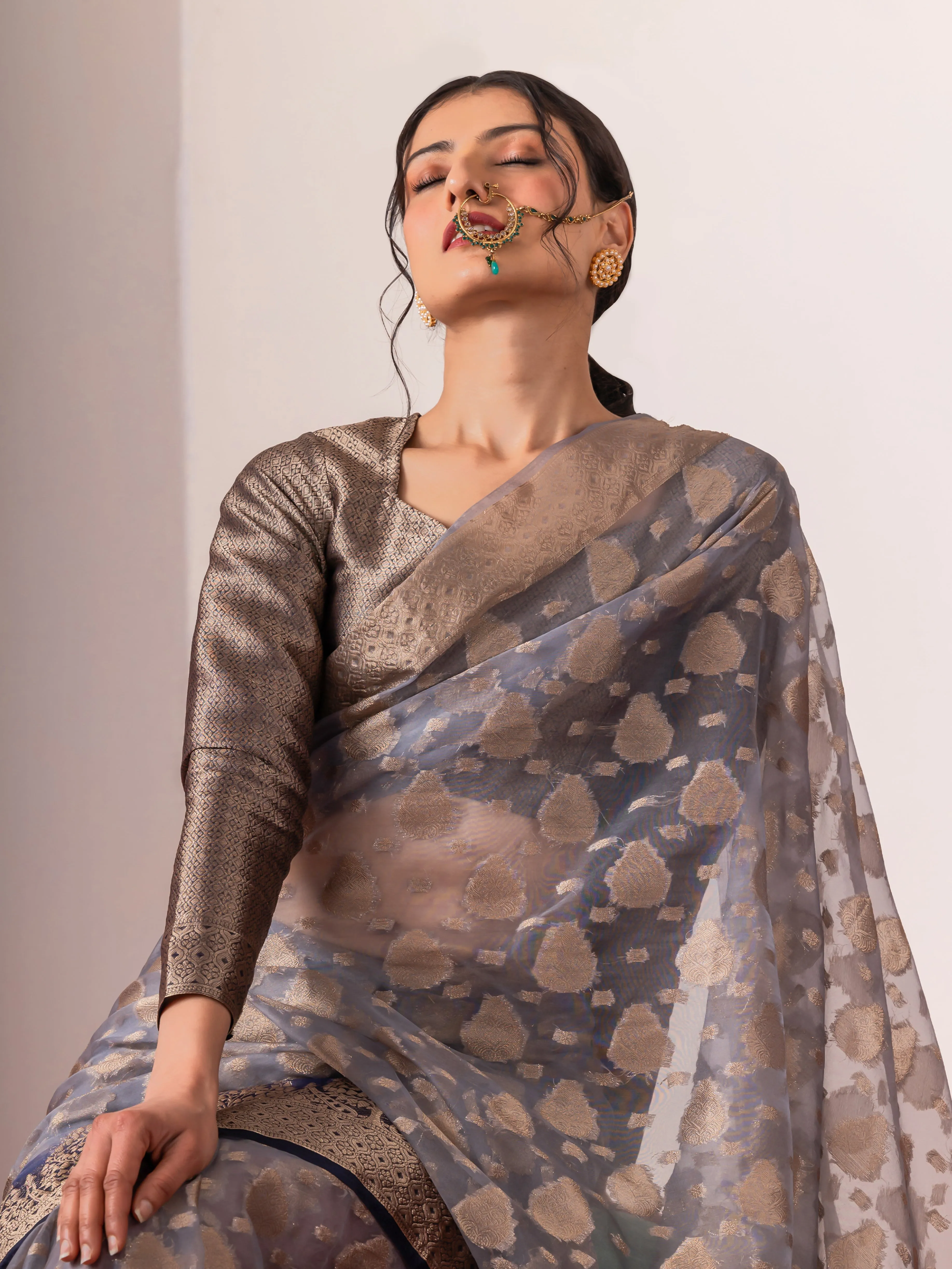 Zoya Organza Saree with Blouse fabric
